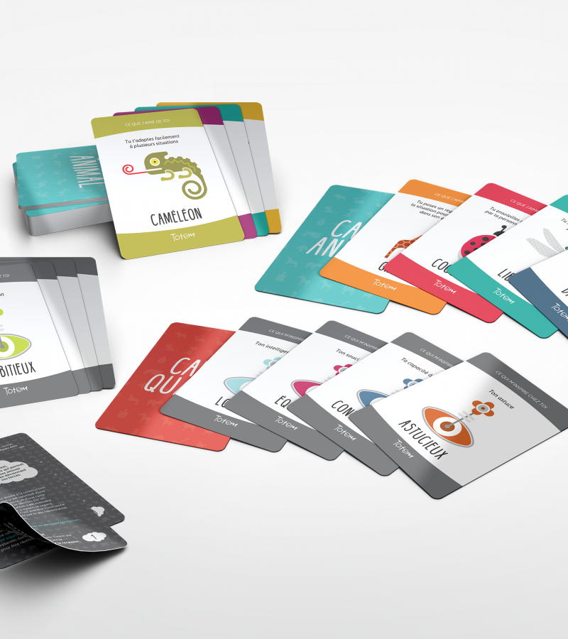 Cartes animal et qualité, du jeu Totem